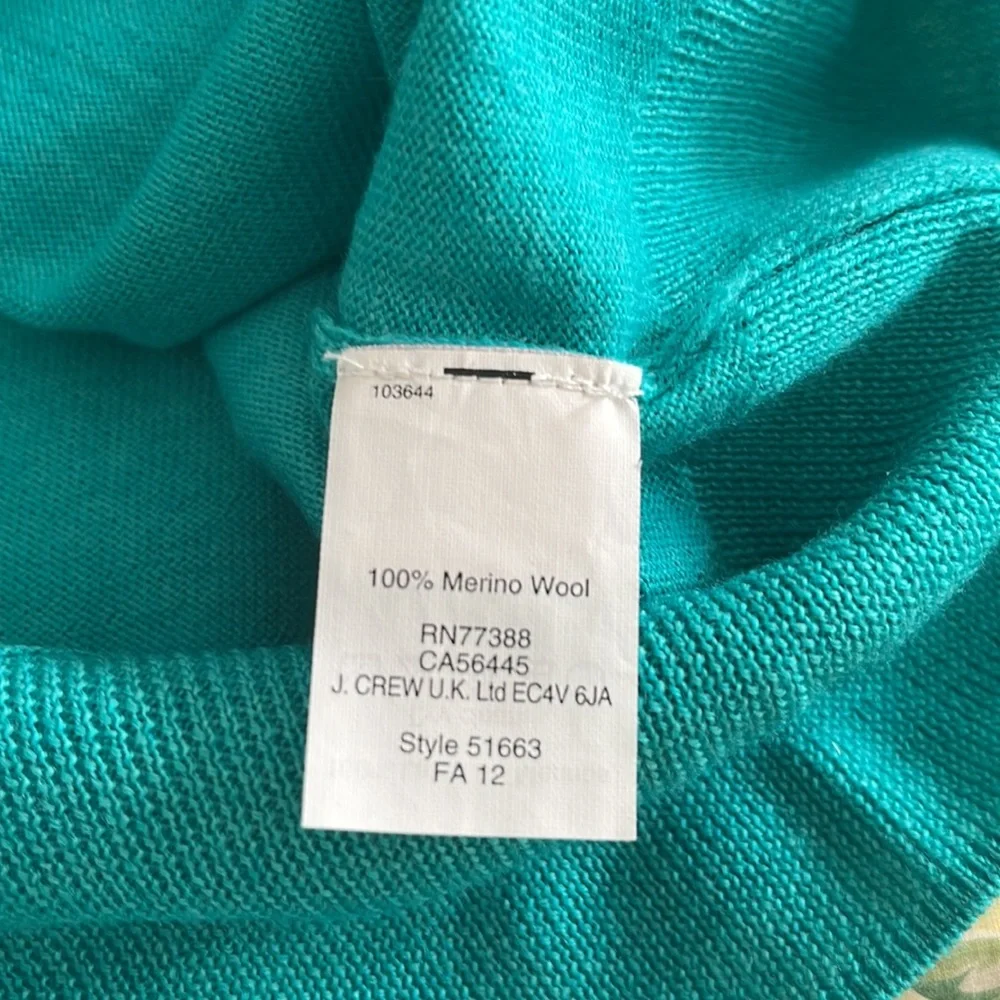 NWOT J. Crew Teal Green Merino Wool Turtleneck Sweater
